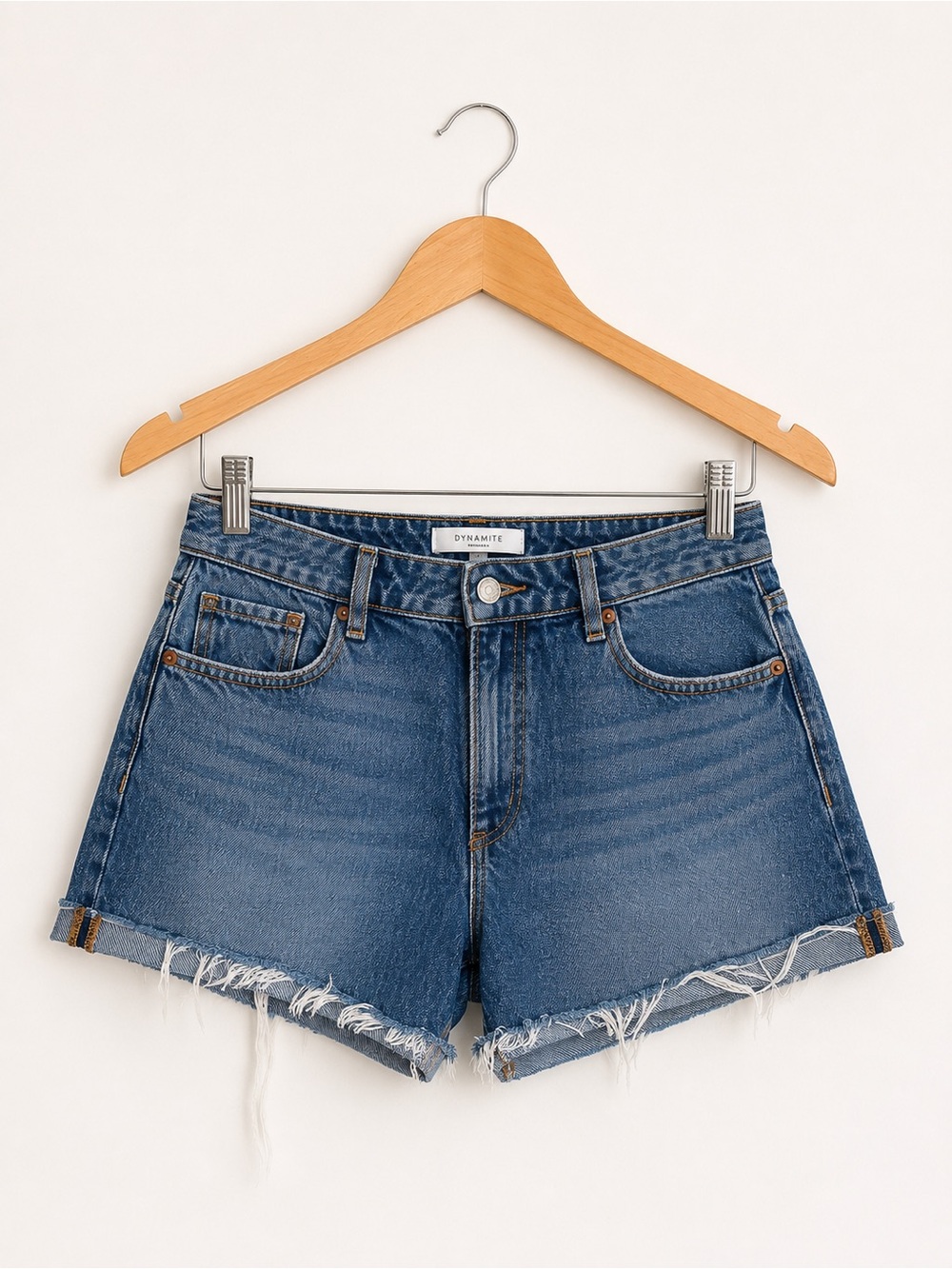 Dynamite Ella High Rise Denim Shorts | Raw Hem | Size 25